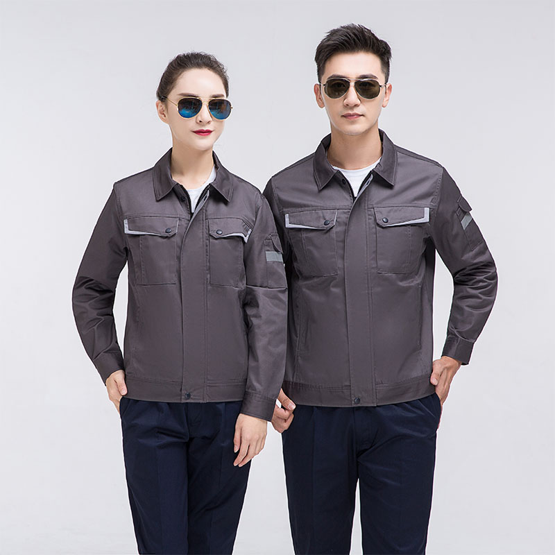 CVC涤棉磨毛厚纱卡兜配色长袖工装套装H06-6801套装图5