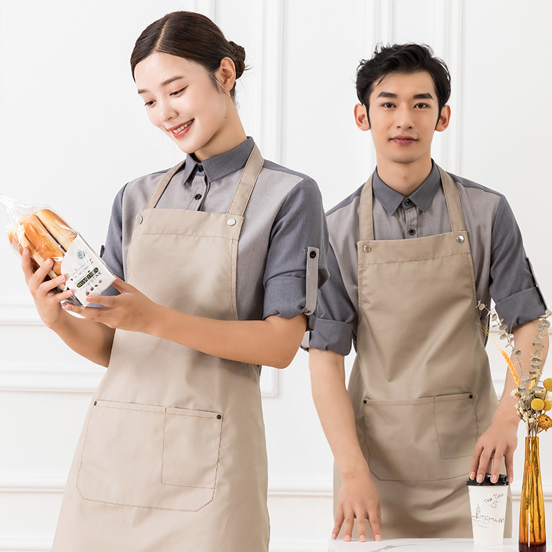 厨房围裙帆布挂脖围裙通款H01-221图10