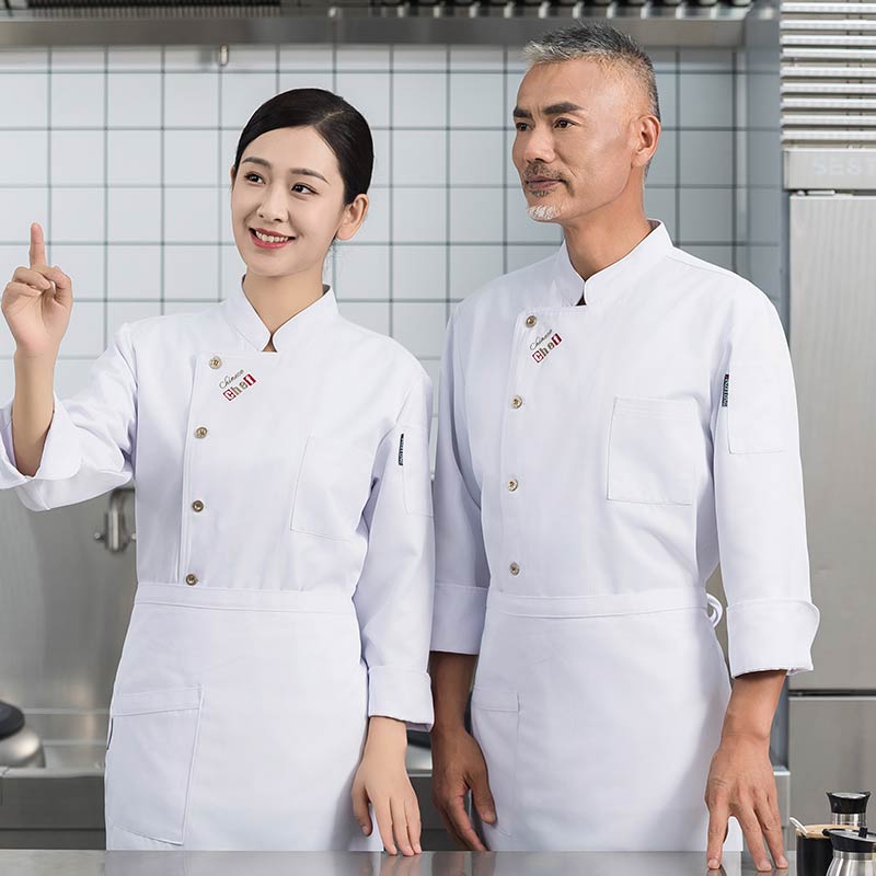 英文字母刺绣长袖厨师服H01-2023-30图3