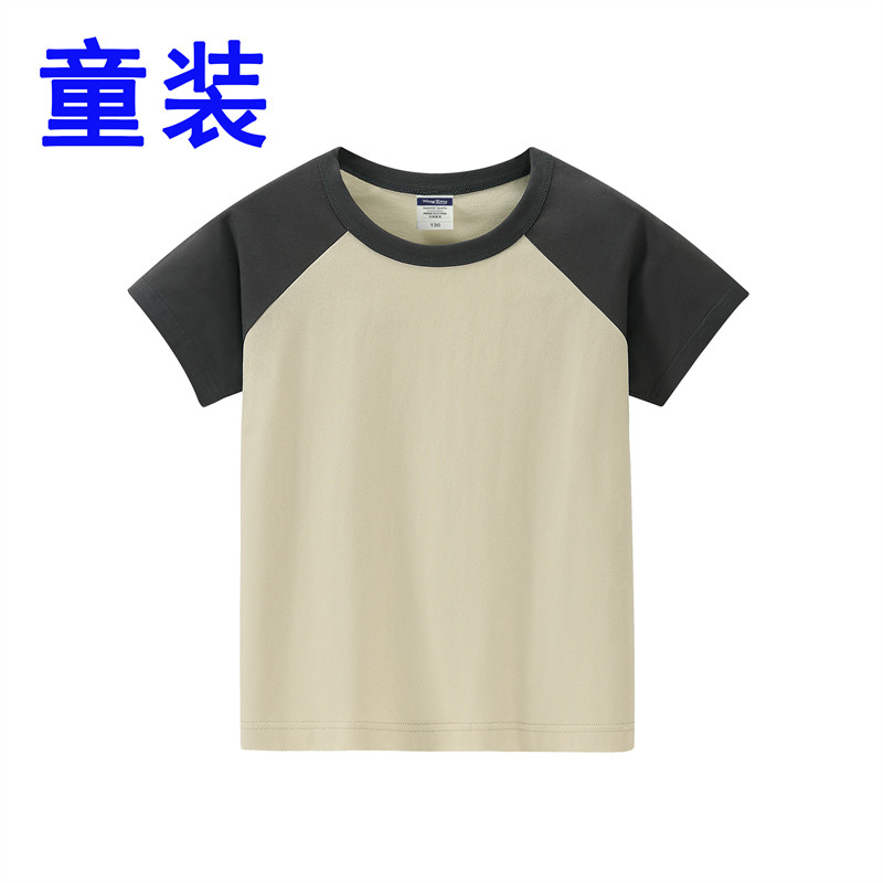 200g纯棉拼色插肩圆领短袖T恤童款GJ23-M080童款图7
