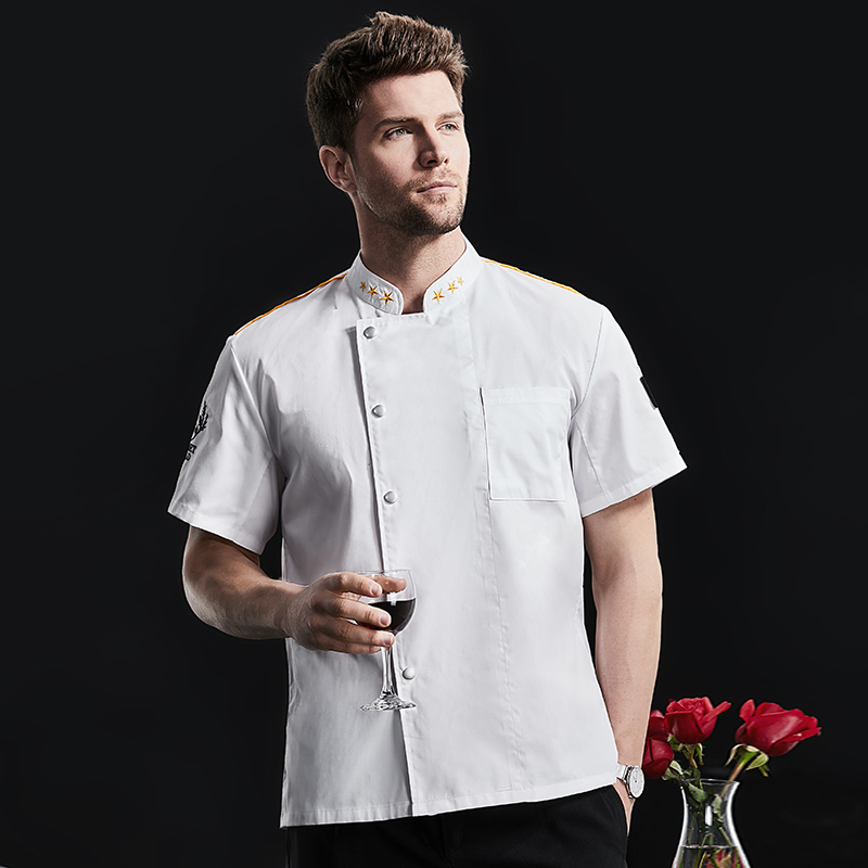 五角星全工艺涤棉短袖厨师服H02-22LY159-161图4