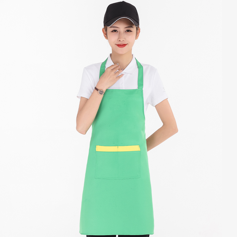 制服呢挂脖撞色大口袋围裙U01-588图5