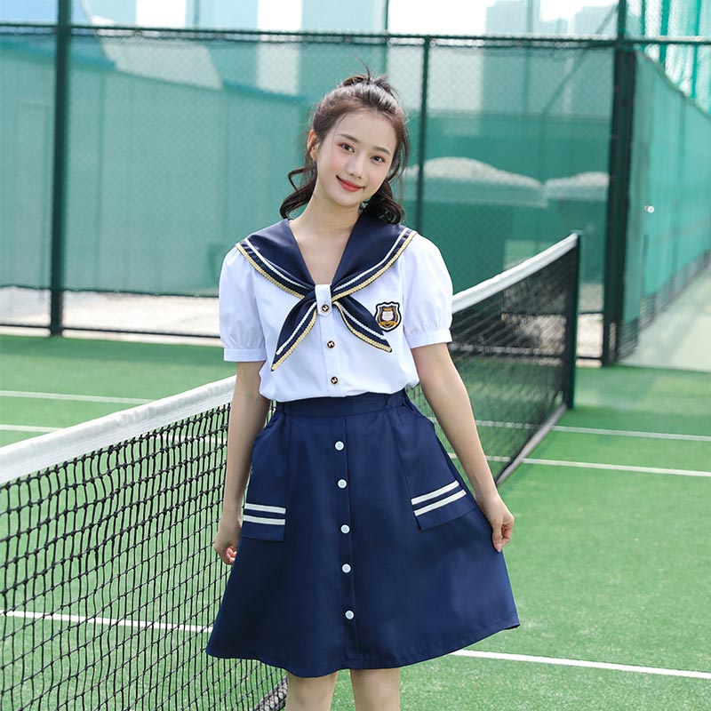中学生水手服学院风衬衫百褶裙班服套装H18-2023-7图3