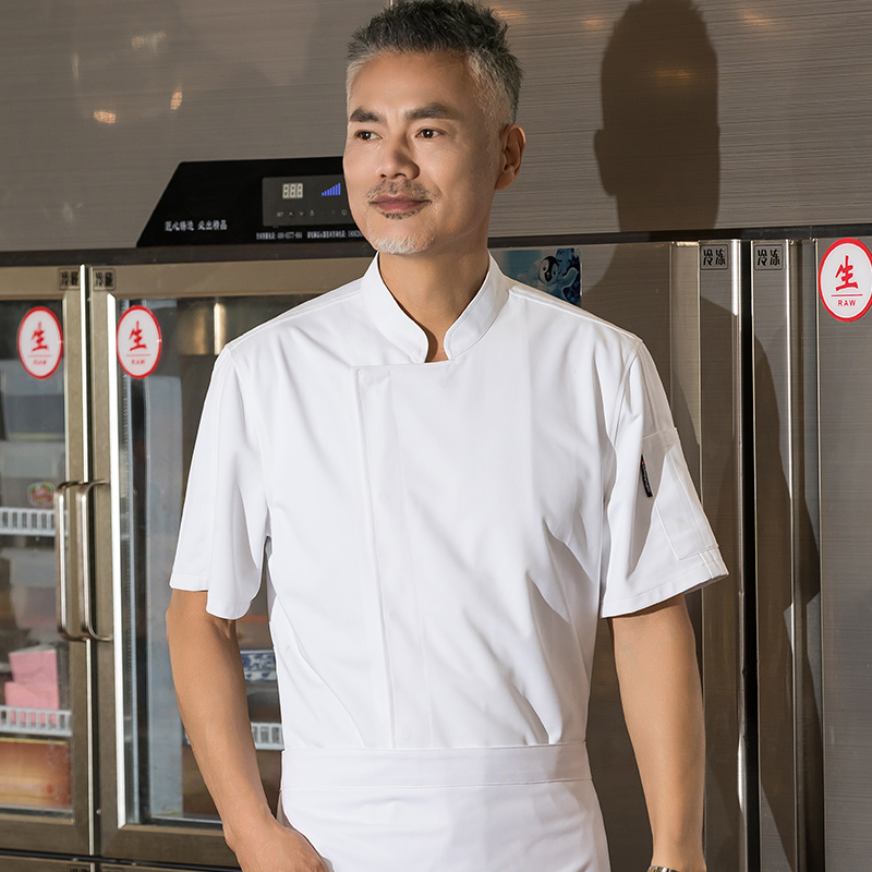 医护面料暗门襟短袖酒店厨师服上衣H01-21008图3