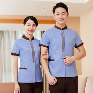 门襟刺绣保洁服短袖上衣H14-8860-8862