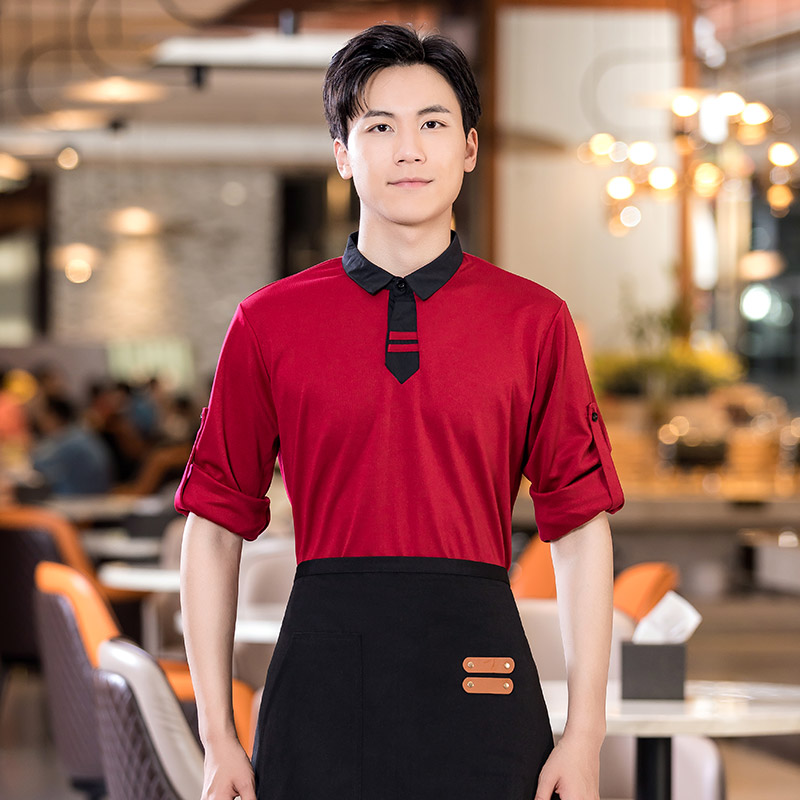 翻领飘带卫衣长餐饮服务员工作服H01-2022-39图7