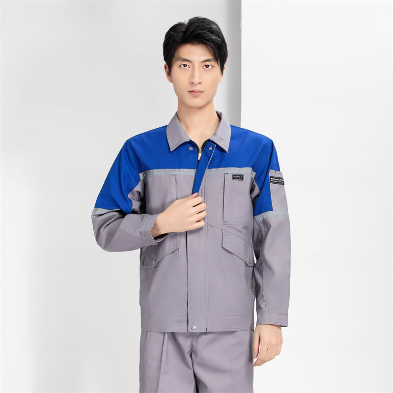 春秋涤棉磨毛拼色款长袖工作服套装H22-2420图5
