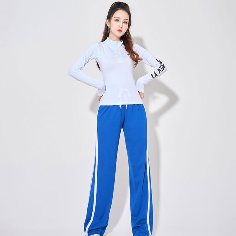 半拉链速干舞蹈服团体女装长袖运动服套装H25-small图2