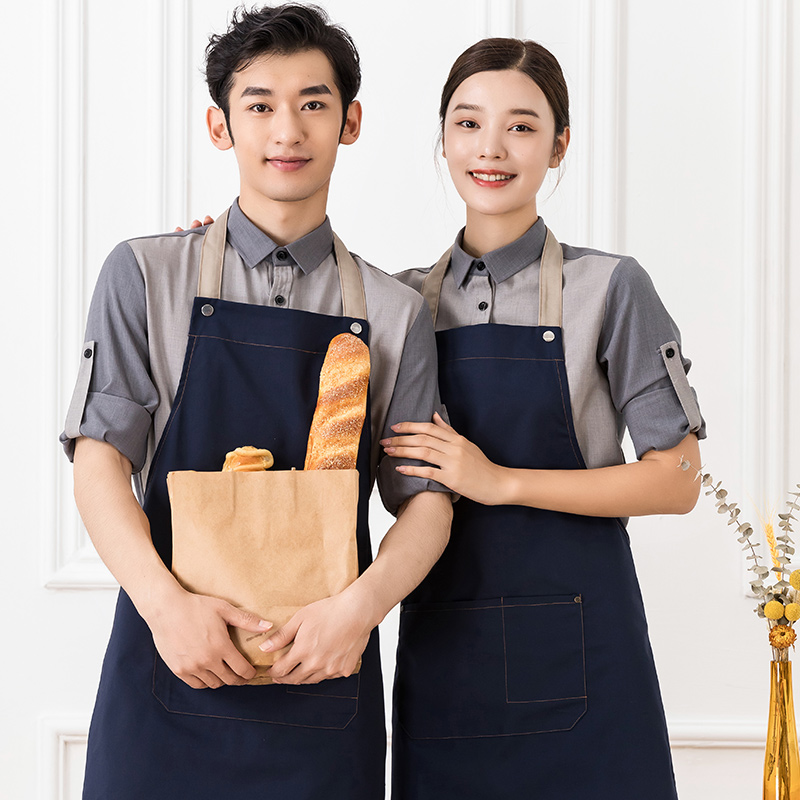 厨房围裙帆布挂脖围裙通款H01-221图5