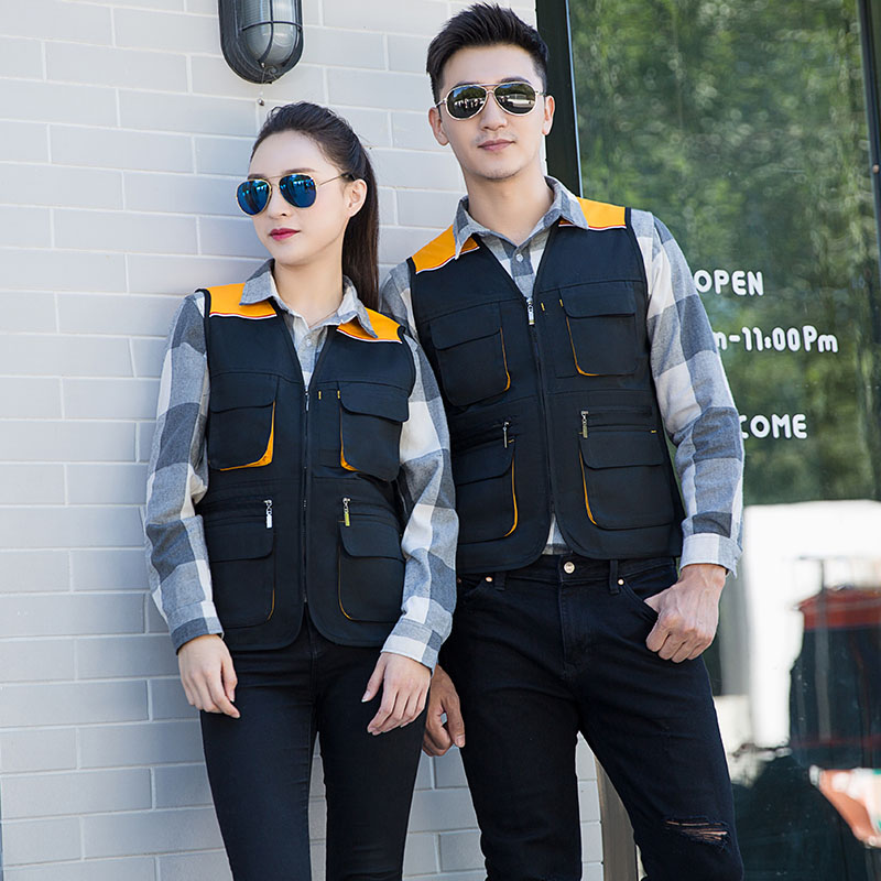 全工艺涤棉厚纱卡拼色网眼工作服马甲通款H06-9005（无独立包装）图8