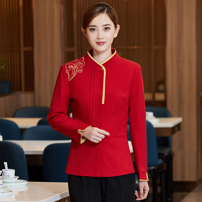 肩绣祥云长袖服务员工作服女款H01-2020-52女图4
