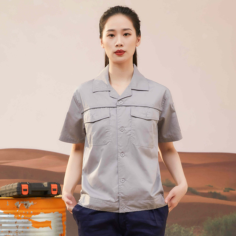 全棉反光条款夏季短袖工服套装102-101图2
