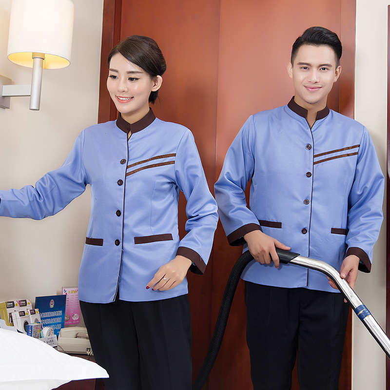 双条立领酒店长袖保洁工作服通款H31-BJ31图2