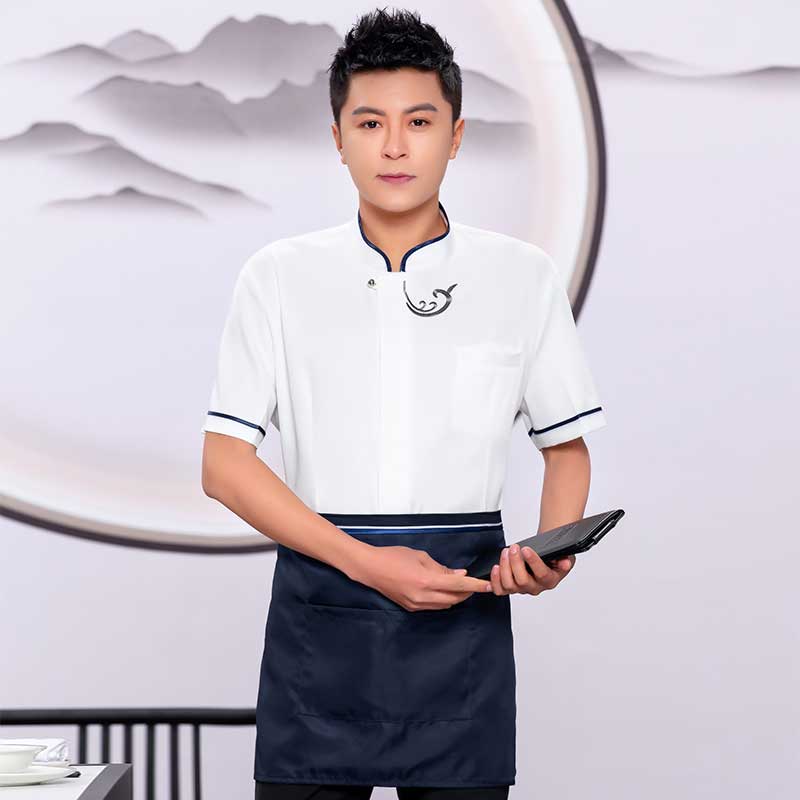 绣祥云酒店服务员工作衬衣+围裙H19-L019图3