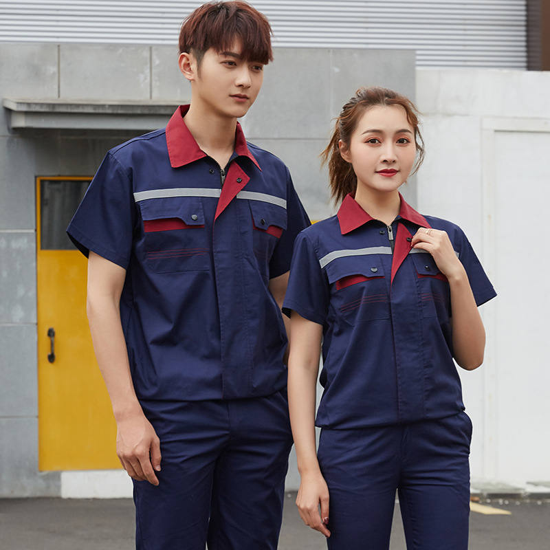 舒适透气夏季翻领拼色短袖工作服上衣B04-XD4001图6