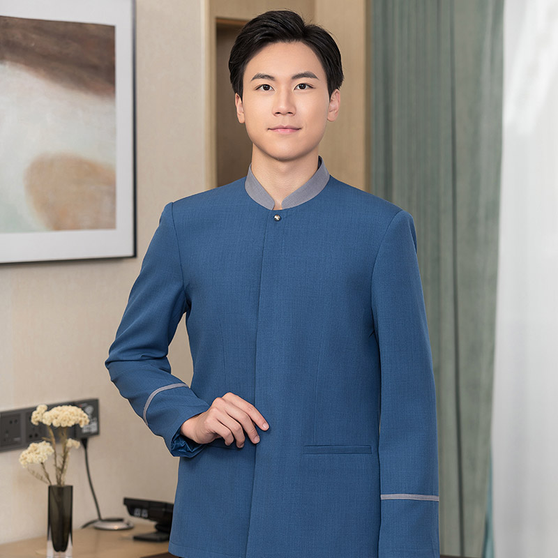 领子绣花设计酒店宾馆客房秋冬保洁服H01-2022-50男款图3