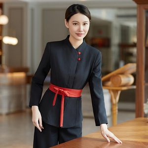 腰封款服务员长袖工作服H02-23309