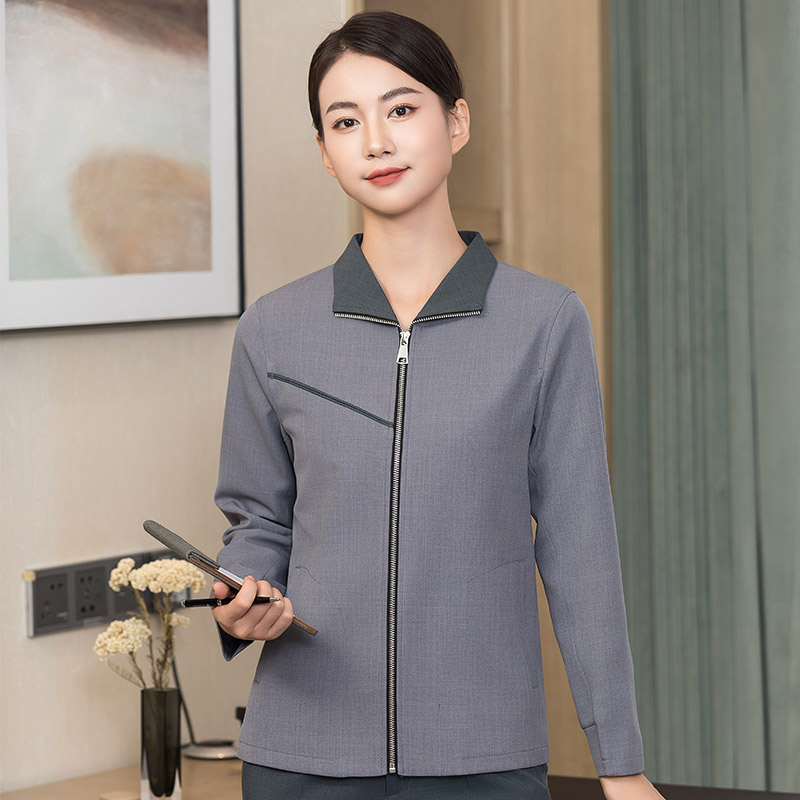 翻领加边酒店宾馆客房舒适耐穿秋冬保洁服H01-2022-49图5