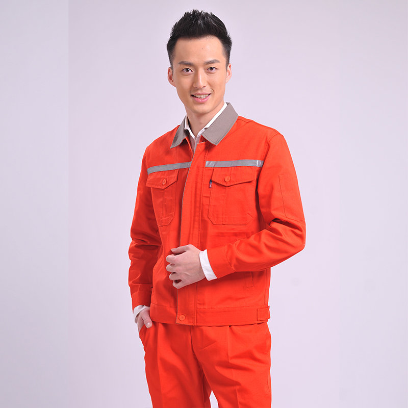E02-单层拉链夹克长袖工装服套装图2