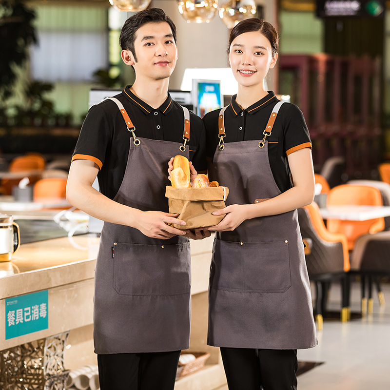 厨房餐饮帆布防水挂脖围裙通款H01-226图4