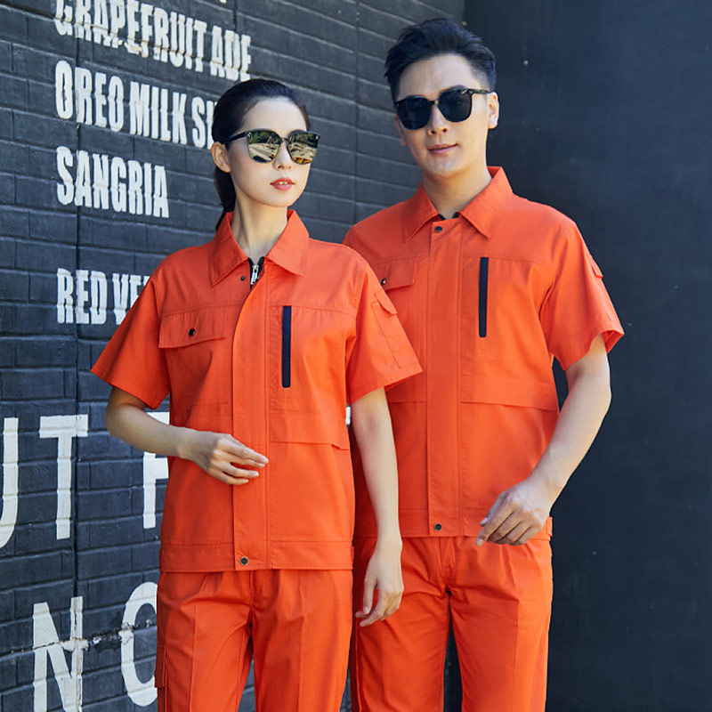 时尚简约翻领涤棉短袖工作服套装B04-XD3501图3