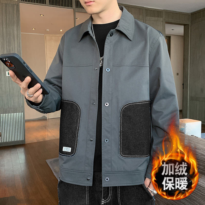 秋冬加绒翻领夹克修身外套KD3-3560图4