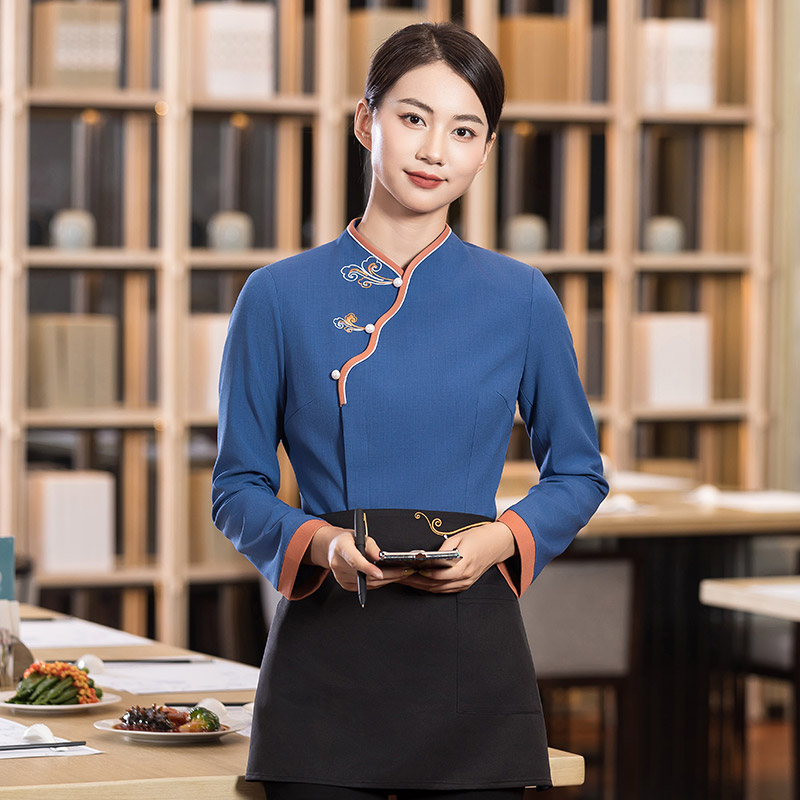 三扣祥云餐饮服务员工作服H01-2022-32女款图3