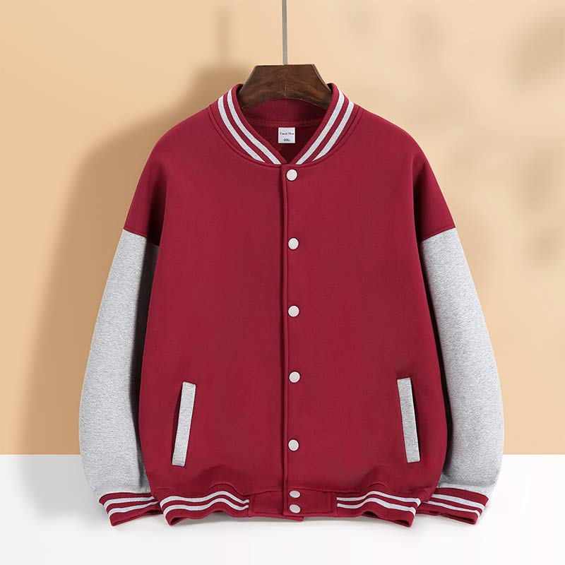 海岛绒纯棉拼色大落肩厚款纽扣棒球服H09-8388图6