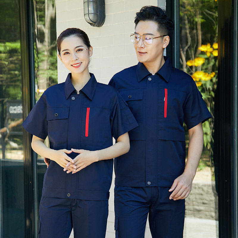 时尚简约翻领涤棉短袖工作服套装B04-XD3501图2