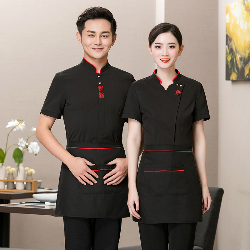 小对花餐厅火锅店短袖服务员工作服上衣H01-1913图2