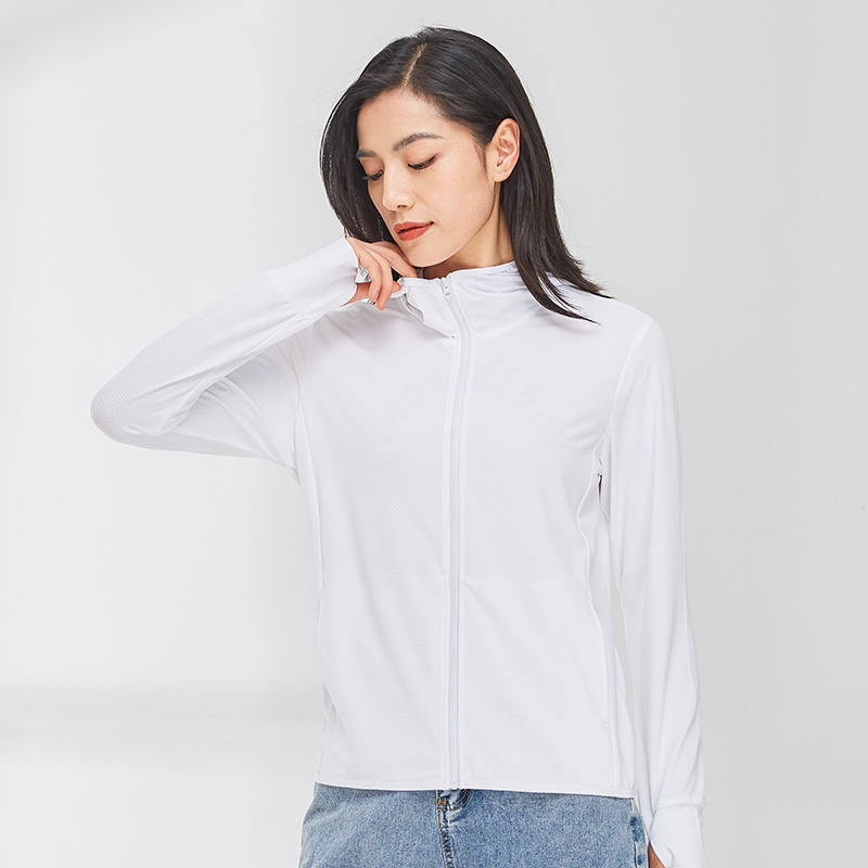 纯色连帽拉链针织防晒衫KL-2099女图2