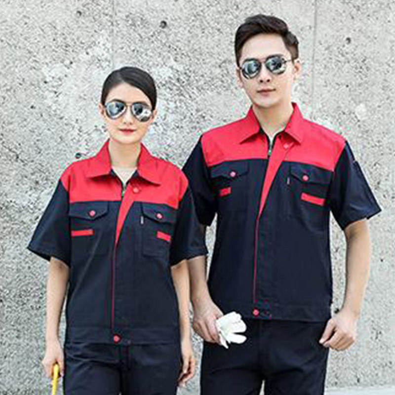 舒适面料七彩拼色短袖工作服上衣B04-XD-301图6