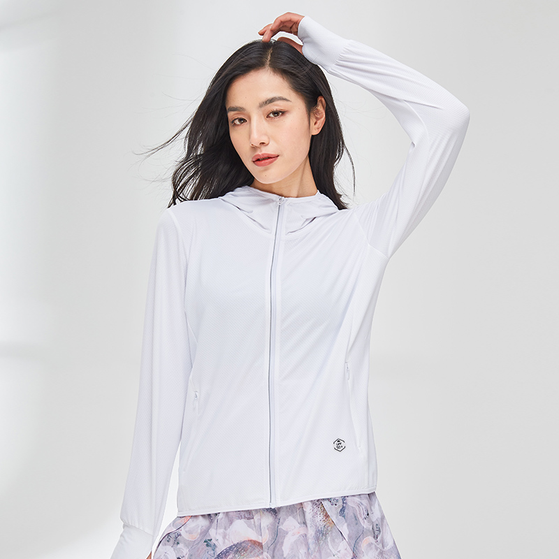 UPF50+长袖连帽拉链情侣款针织防晒衣KL-KY2021女图2
