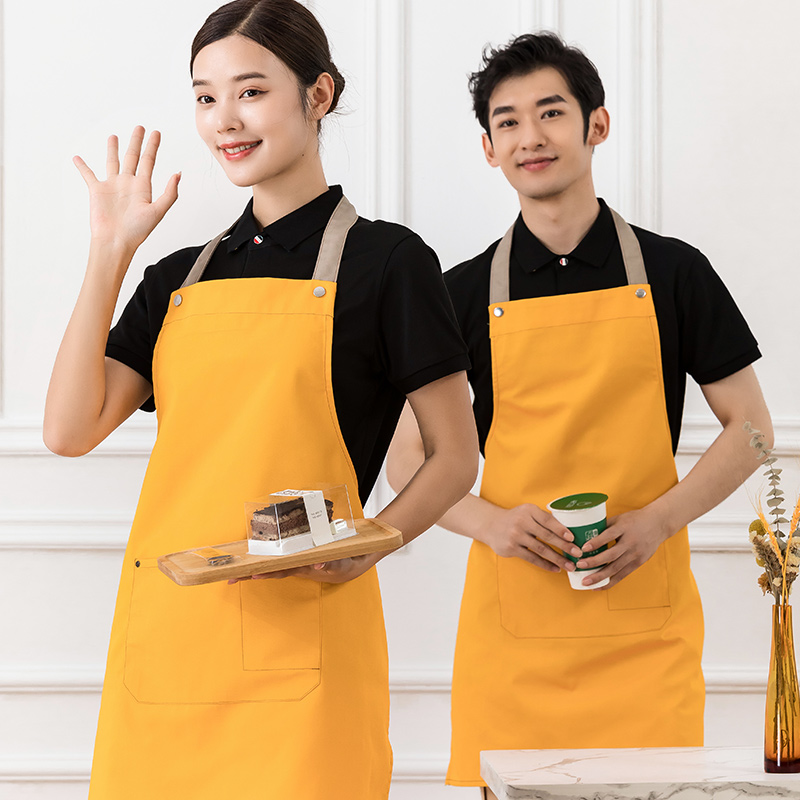厨房围裙帆布挂脖围裙通款H01-221图9