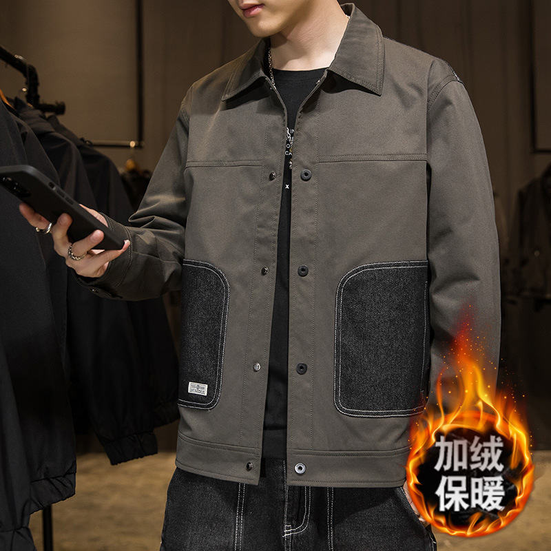 秋冬加绒翻领夹克修身外套KD3-3560图2