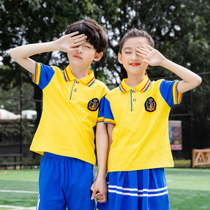 撞色袖中小学生校服POLO领短袖上衣通款D11-626上衣