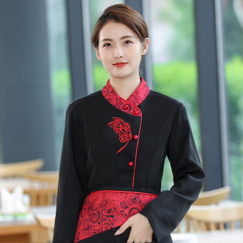 凤尾花服务员工作服长袖上衣+围裙女款H19-038-043女图2