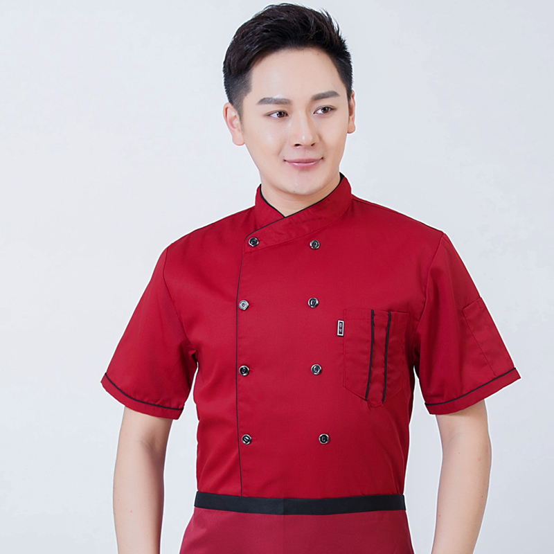 涤丝灰边短袖厨师服上衣H03-C0201033图4
