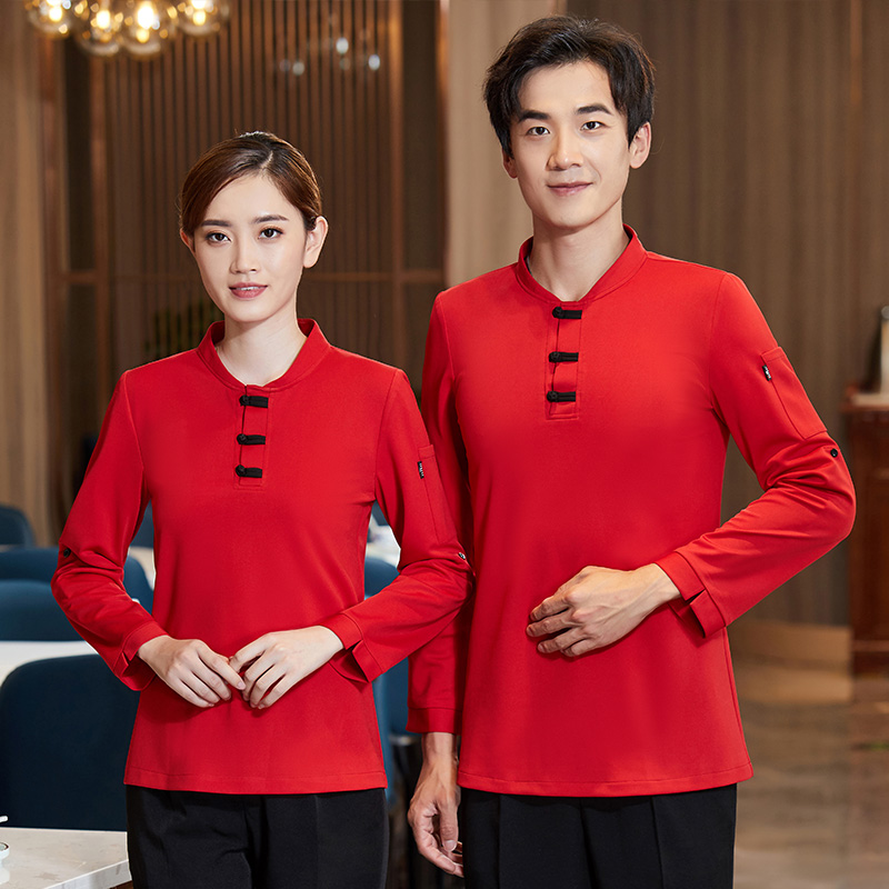 盘扣T恤长袖服务员工作服通款H01-2020-56图4