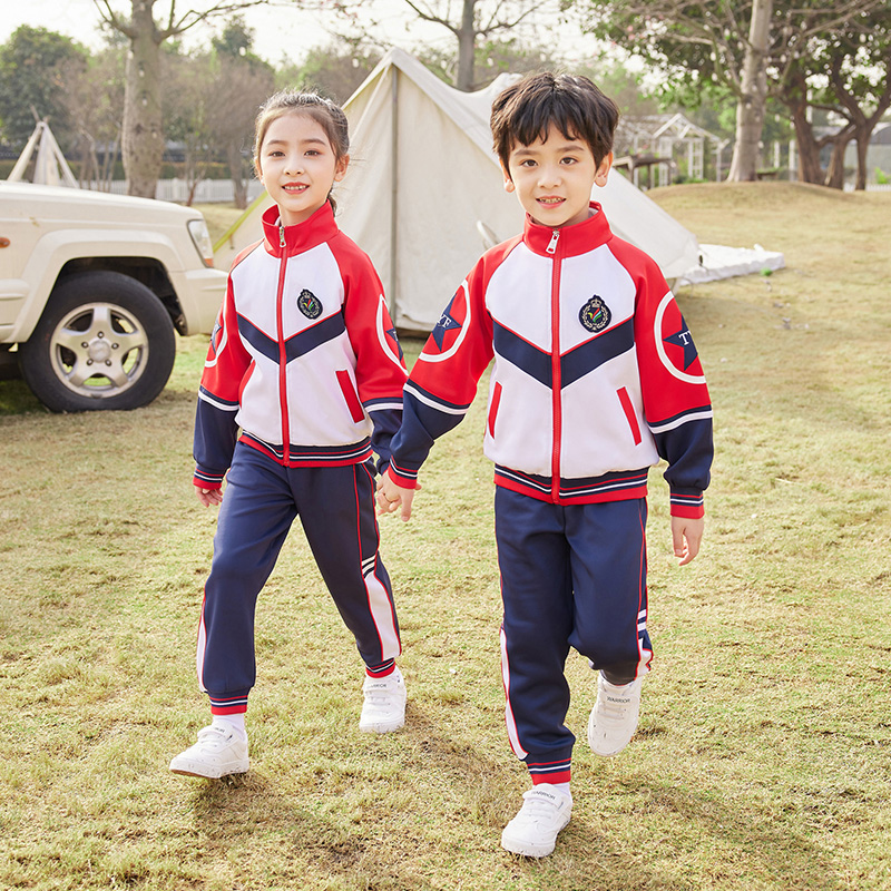 运动风撞色拼接中小学生校服三件套通款894-2105三件套图3