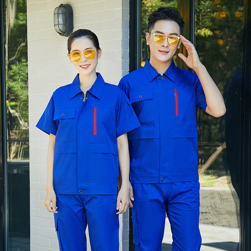 时尚简约翻领涤棉短袖工作服套装B04-XD3501图5