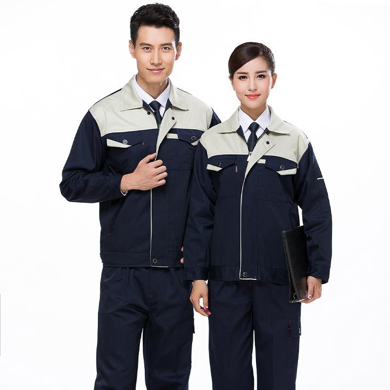 全工艺涤棉厚纱卡拼色长袖工装套装B06-W2301-W2308图8