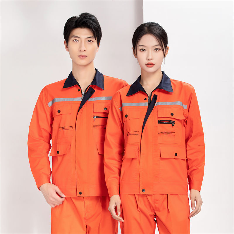 夏季明线条拼色领长袖工作服上衣H22-23682图4