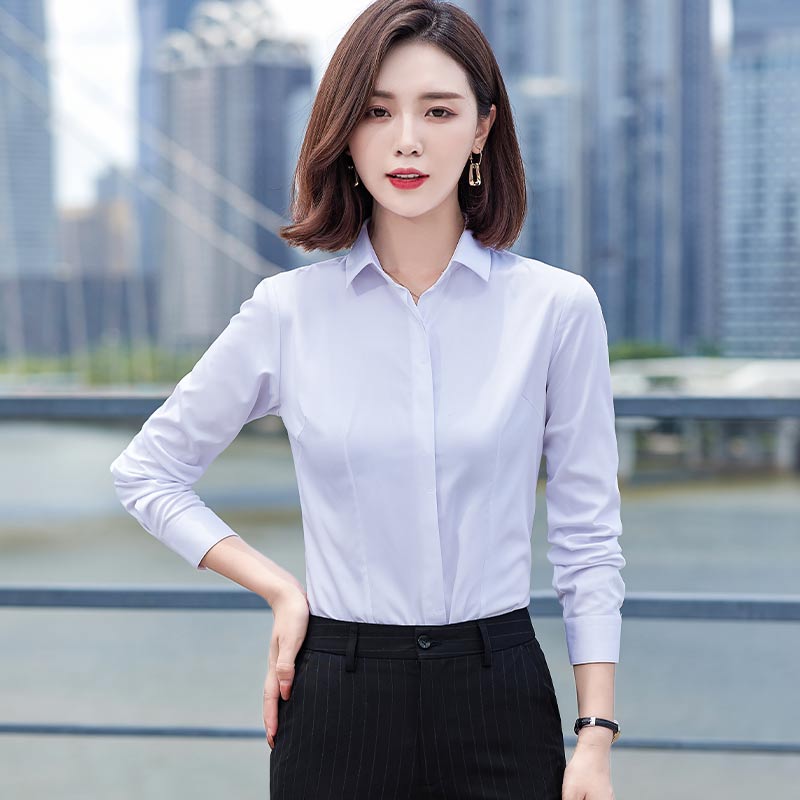 商务休闲小方领免烫长袖衬衫女款DY9-866长袖衬衫女图3