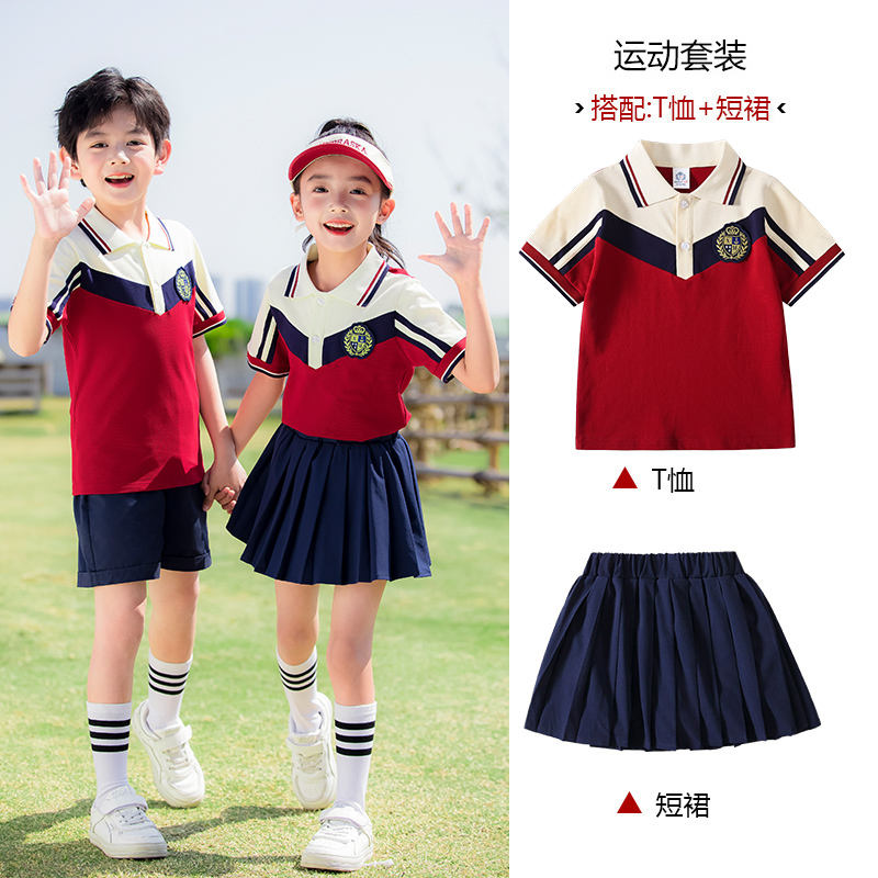 红白间色条纹翻领夏季运动校服套装215-898图3