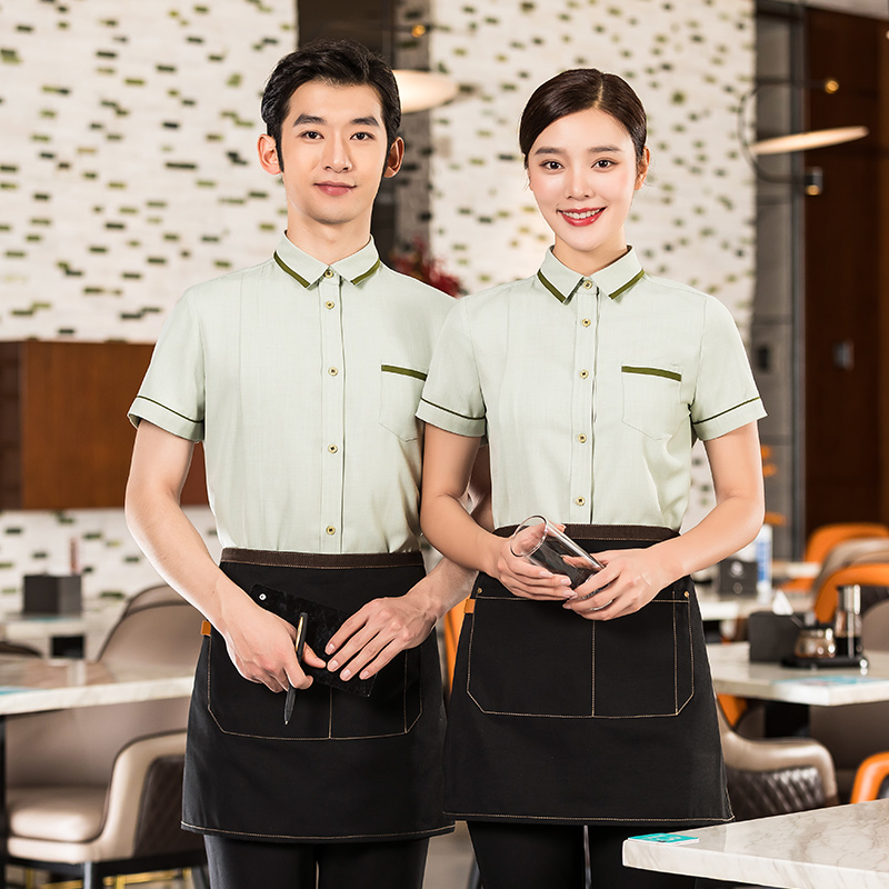 领加边衬衣短袖酒店服务员上衣H01-2022-04图3
