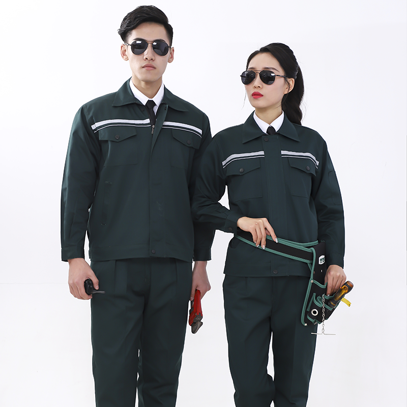全工艺涤棉厚纱卡反光条长袖工装套装B06-W1801-W1807图7