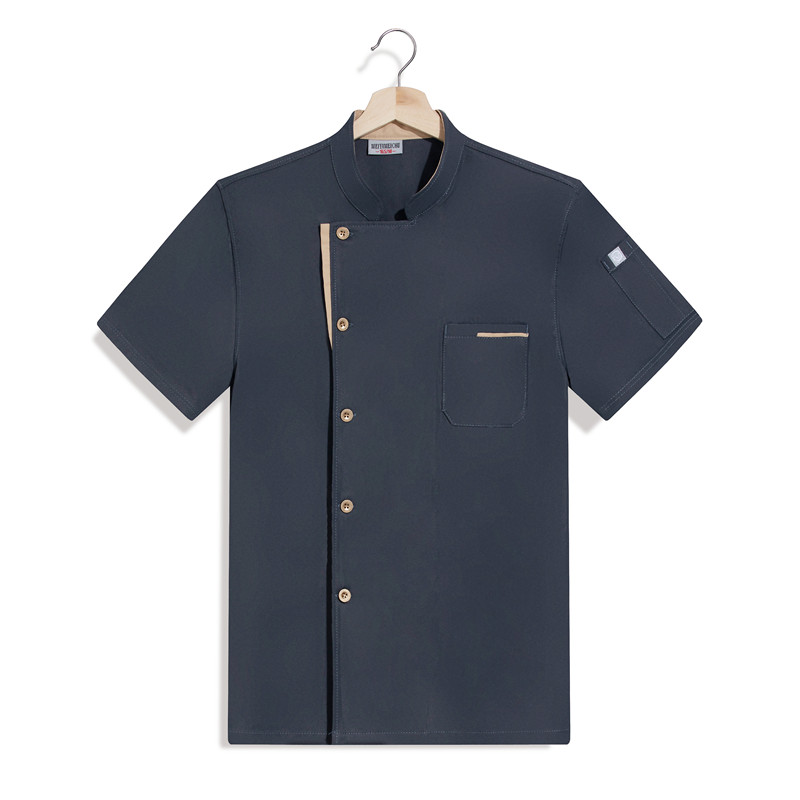 中华立领短袖厨师服H03-三角弹力棉图4