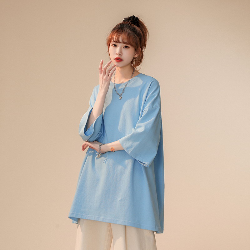 200g多彩纯棉落肩款圆领短袖T恤KD2-JR0003图4