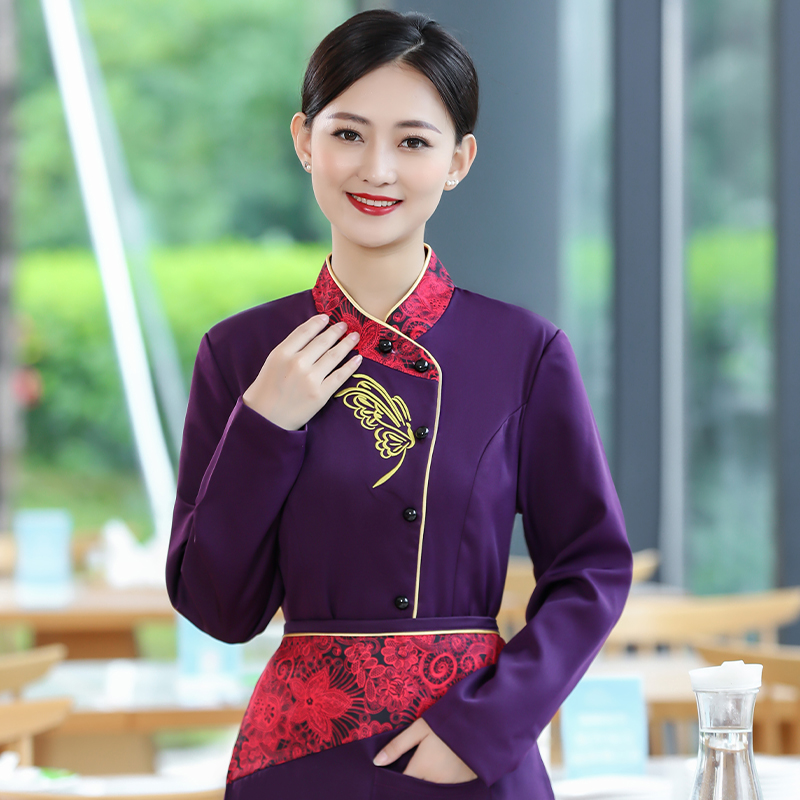 凤尾花服务员工作服长袖上衣+围裙女款H19-038-043女图3